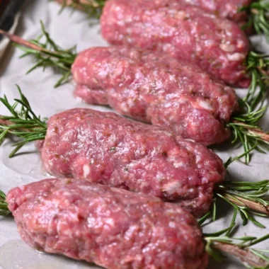 Delicious lamb koftas with rosemary served on a plate