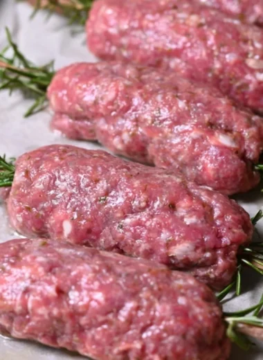 Delicious lamb koftas with rosemary served on a plate