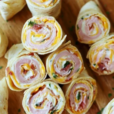 Turkey Bacon Cheese Pinwheels on a serving platter