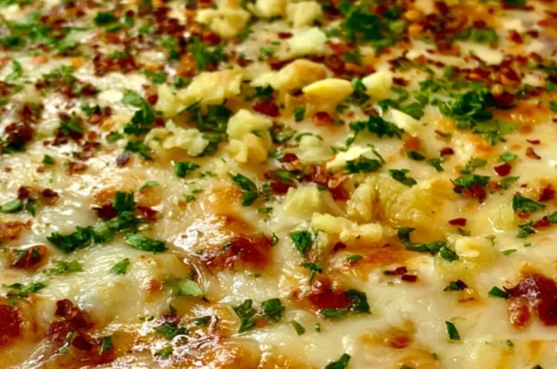 Baked garlic bread dip served with fresh bread for dipping