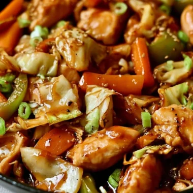 Chicken Cabbage Stir-Fry with colorful vegetables in a serving bowl
