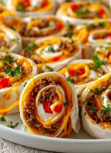 Delicious rolled pinwheels filled with fresh ingredients and flavors.