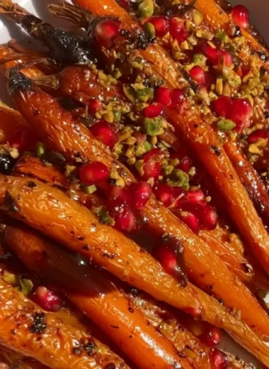 Honey-balsamic roasted carrots served on a plate for a delicious side dish