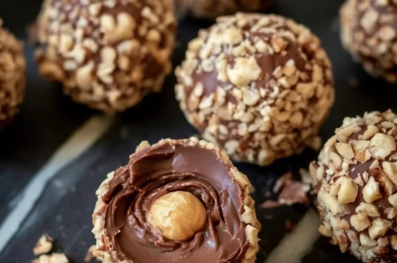 Delicious no bake chocolate hazelnut truffles recipe with creamy filling