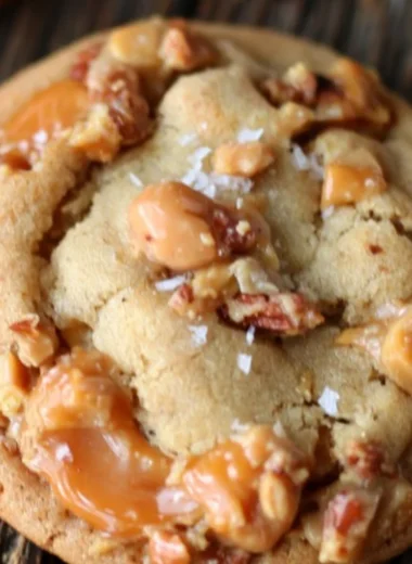 Delicious salted caramel crunch sugar cookies ready to be enjoyed