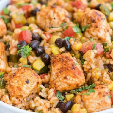 Healthy Southwest Chicken and Rice Bowls with vibrant ingredients