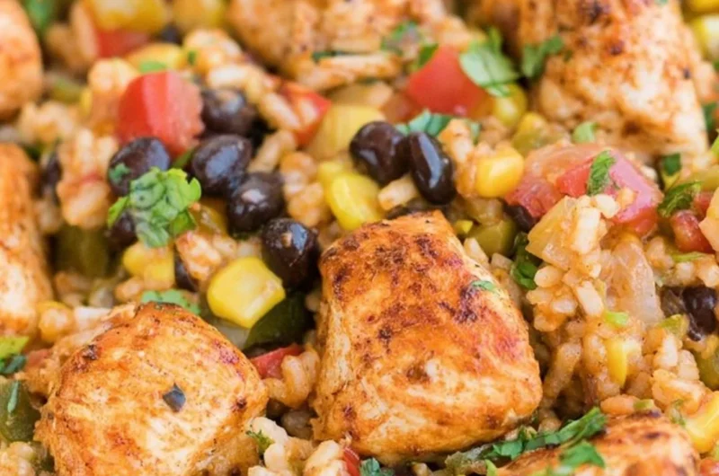 Healthy Southwest Chicken and Rice Bowls with vibrant ingredients